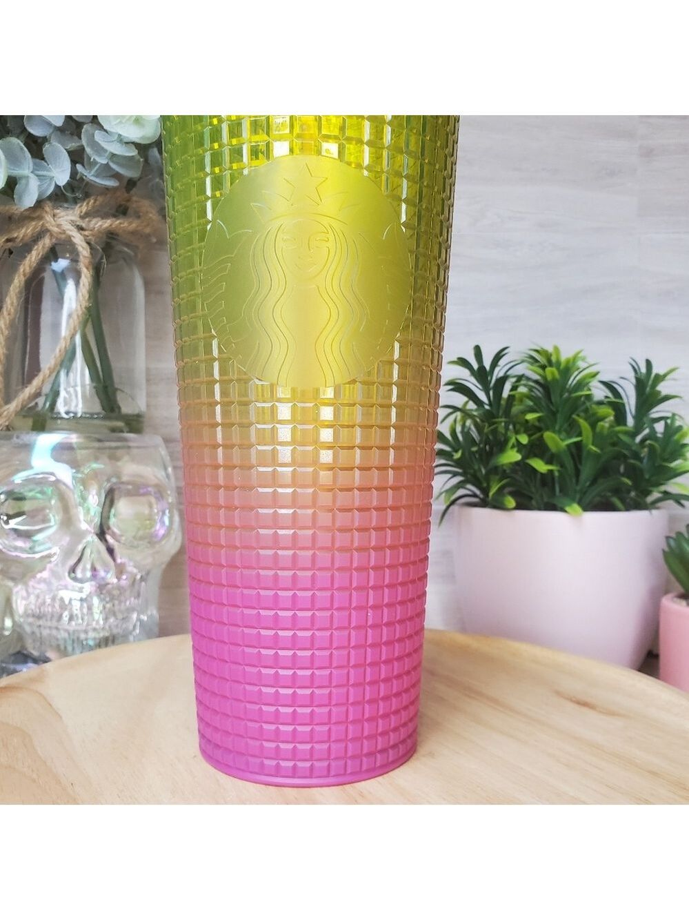 Starbucks Lemon Ombre Grid Gradient Tumbler Disco Matte 24 oz Venti - Picture 2 of 6
